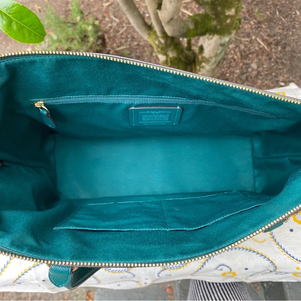 COACH Gallery City Teal Green Zip-Front Leather Tote w. Gold Hardware NEW- 79608